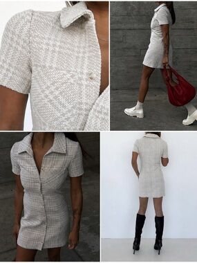 Rumored Notting Hill Mini Dress in Beige Glen Plaid NWT Size 4